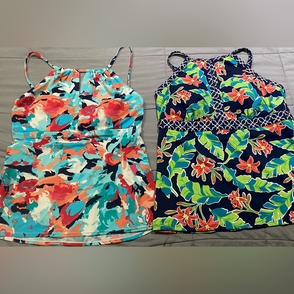 Lands End Bathing Suit Tankini Tops size 12 Large perfect for beach & pool